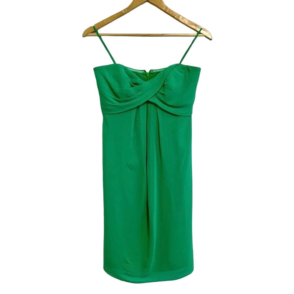 Nicole Miller Kelly Green Sweetheart Strapless Chiffon Cocktail Mini Dress